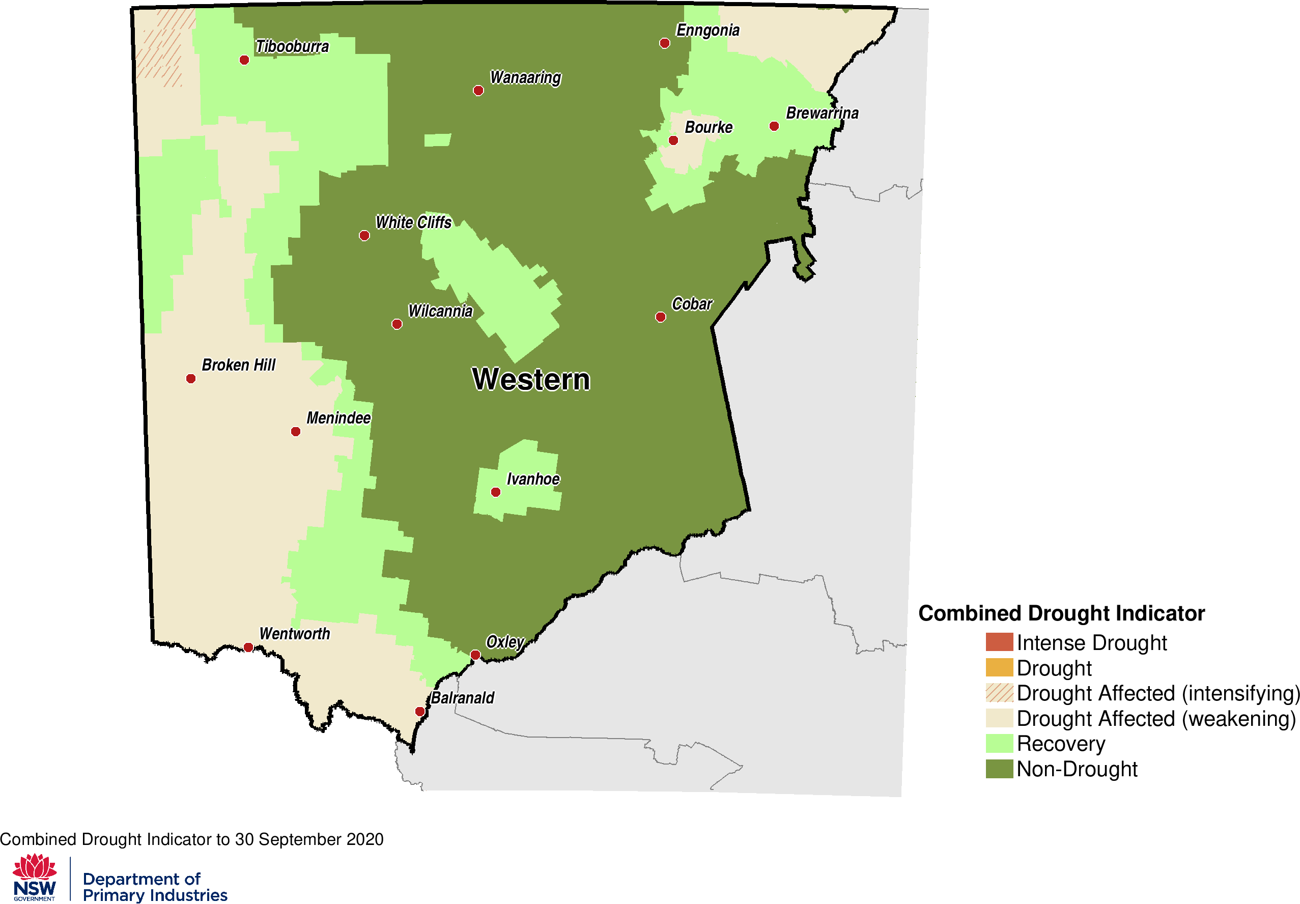 Figure 16. Combined Drought Indicator for the Western region For an accessible explanation of this map contact the author scott.wallace@dpi.nsw.gov.au
