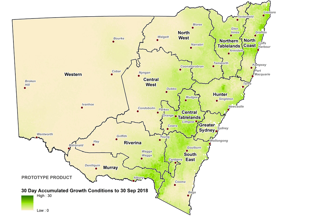 Figure 7. Short term agronomic data (Growth Conditions) for the month of September 2018 For an accessible explanation of this image contact the author kim.braodfoot@dpi.nsw.gov.au