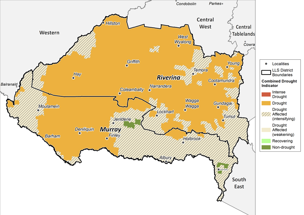 Figure 15. Combined Drought Indicator for the Murray and Riverina region For an accessible explanation of this image contact the author kim.braodfoot@dpi.nsw.gov.au
