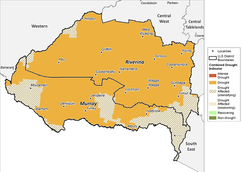 Figure 13. Combined Drought Indicator for the Murray and Riverina region For an accessible explanation of this image contact the author kim.broadfoot@dpi.nsw.gov.au