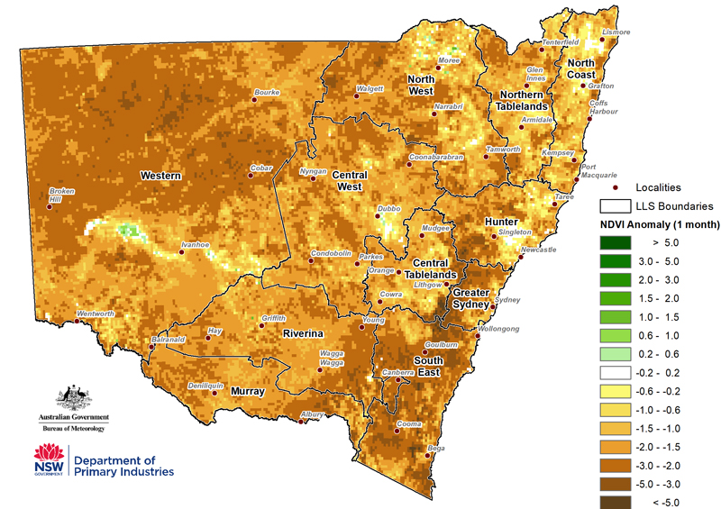 Figure 5. NDVI anomaly November 2018 For an accessible explanation of this map contact the owner kim.braoadfoot@dpi.nsw.gov.au