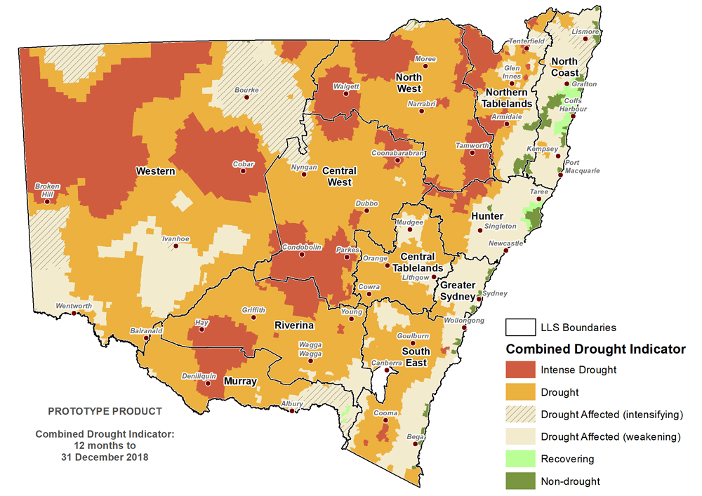 Figure 1. Verified NSW Combined Drought Indicator to 31 December 2018 For an accessible explanation of this map contact the author kim.broadfoot@dpi.nsw.gov.au