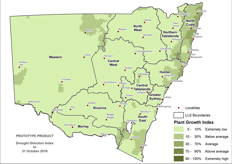 Figure 9. Plant Growth Index (PGI) to 31 October 2018 For an accessible explanation of this image contact the author kim.broadfoot@dpi.nsw.gov.au