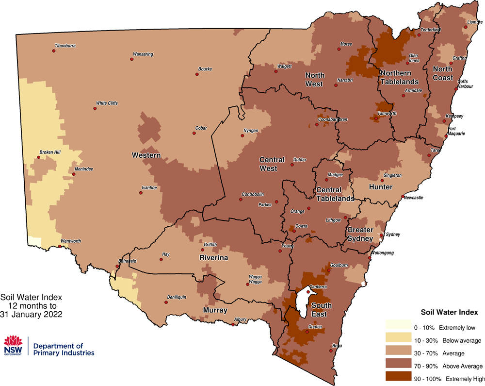 Figure 6. Soil Water Index (SWI) to 31 January 2022 Figure 6. Soil Water Index (SWI) to 31 January 2022