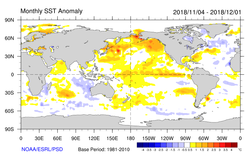 Figure 31. Monthly sea surface temperatures (Source: NOAA) For an accessible explanation of this map contact the owner kim.braoadfoot@dpi.nsw.gov.au