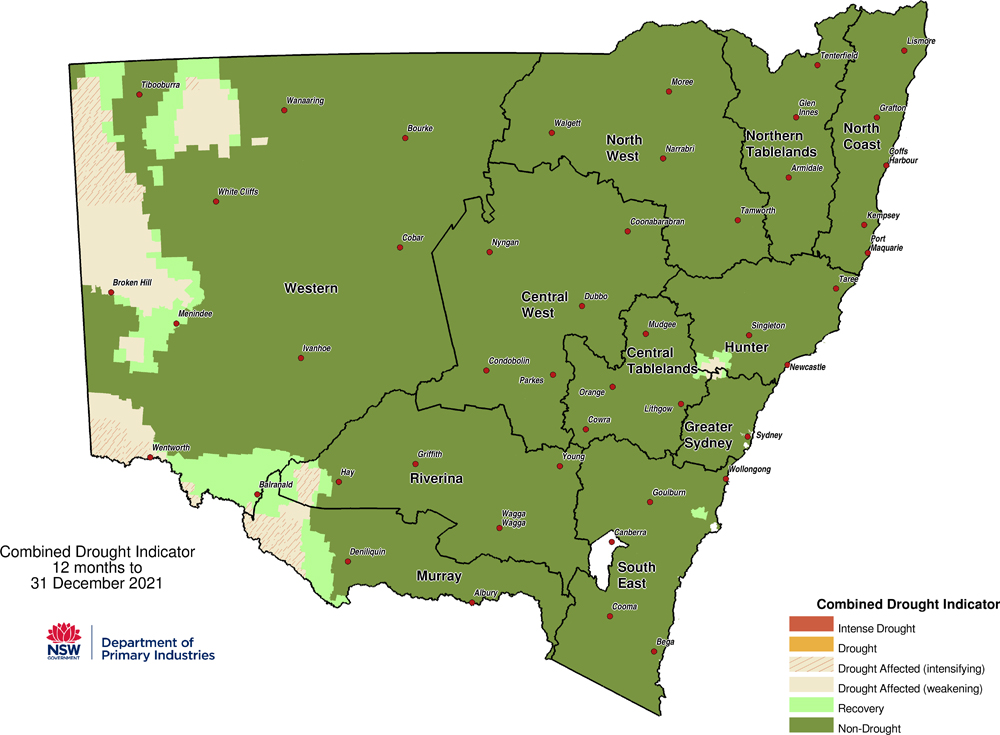 Figure 1. Verified NSW Combined Drought Indicator to 31 December 2021 Figure 1. Verified NSW Combined Drought Indicator to 31 December 2021