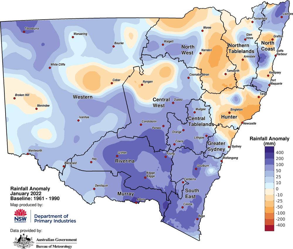 Figure 2a. Rainfall anomaly – January 2022 Figure 2a. Rainfall anomaly – January 2022