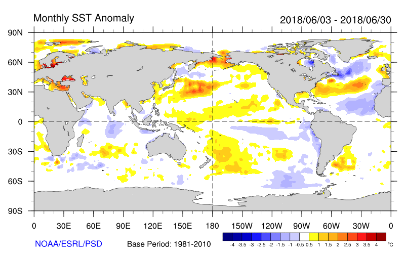 Figure 25. Monthly sea surface temperatures (Source: NOAA) For an accessible explanation of this map contact the author kim.broadfoot@dpi.nsw.gov.au