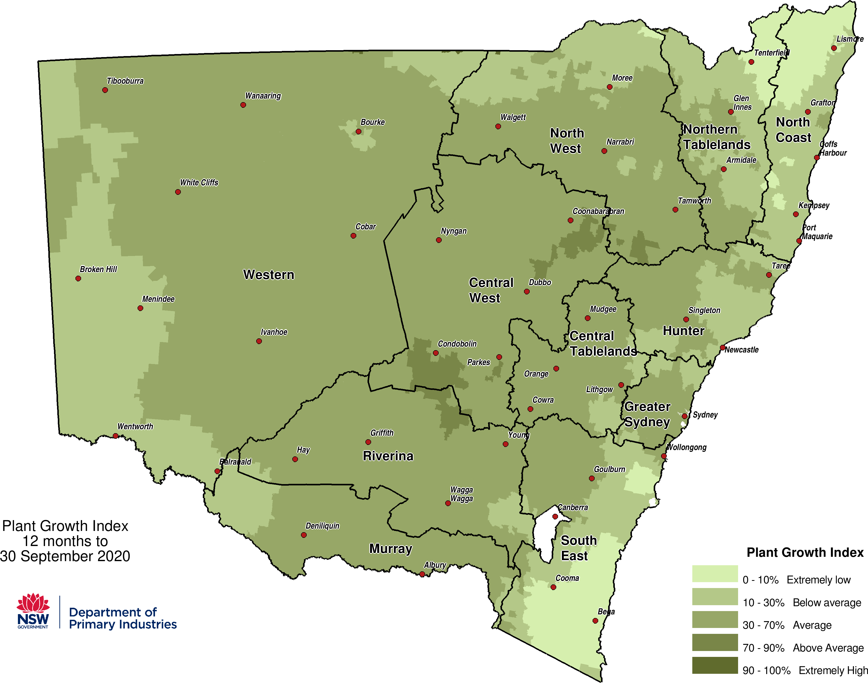 Figure 9. Plant Growth Index (PGI) to 30 September For an accessible explanation of this map contact the author scott.wallace@dpi.nsw.gov.au