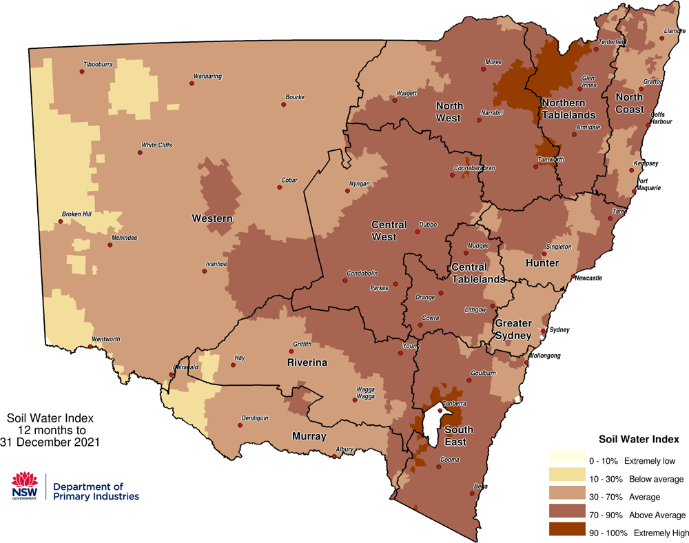 Figure 6. Soil Water Index (SWI) to 31 December 2021 Figure 6. Soil Water Index (SWI) to 31 December 2021