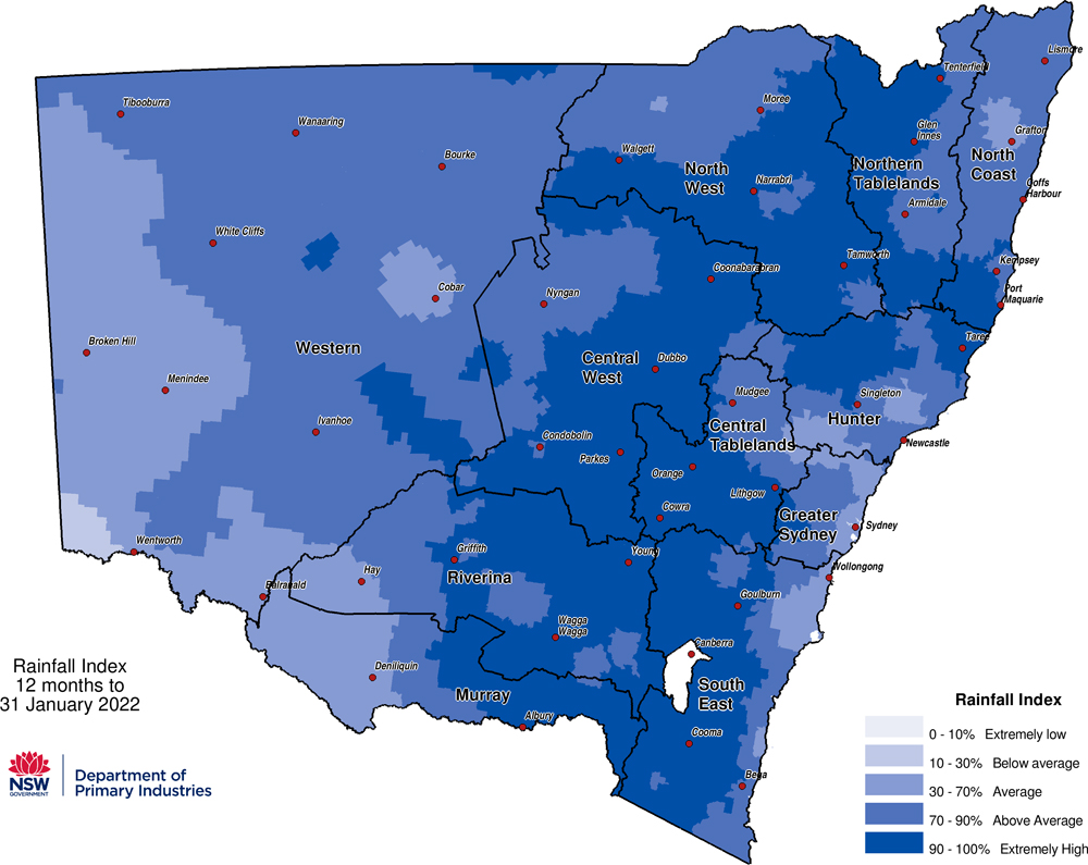 Figure 8. Rainfall Index (RI) to 31 January 2022 Figure 8. Rainfall Index (RI) to 31 January 2022