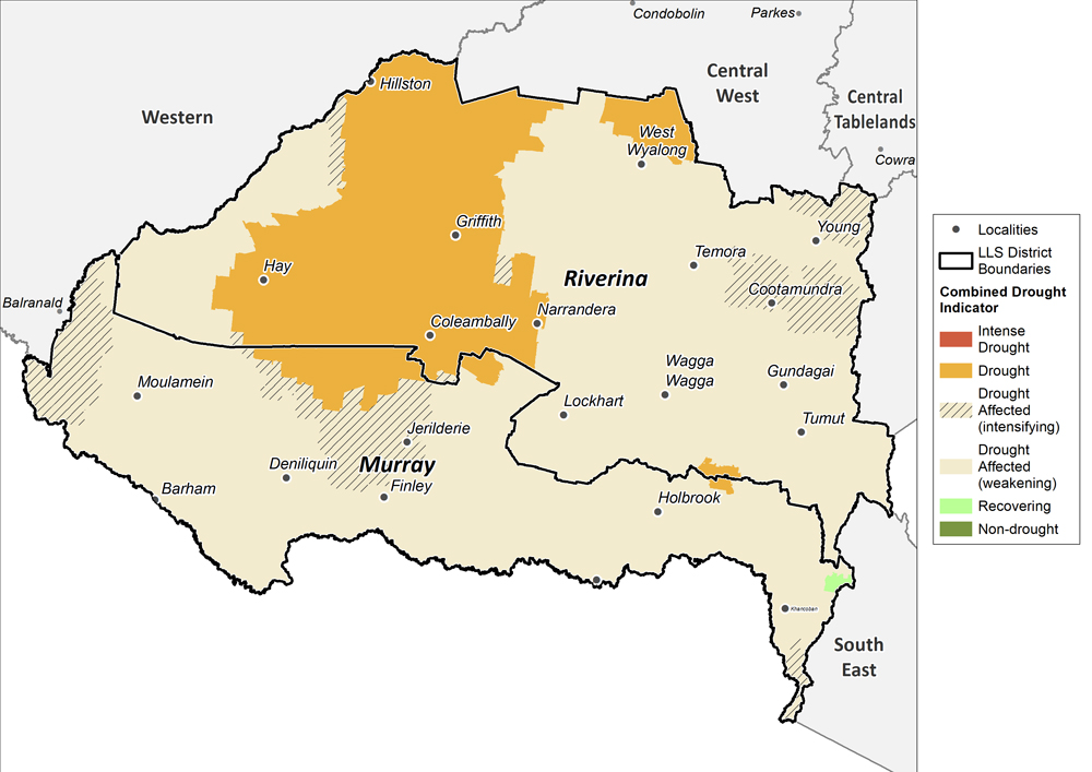 Figure 11. Combined Drought Indicator for the Murray and Riverina region For an accessible explanation of this image contact the author kim.braodfoot@dpi.nsw.gov.au