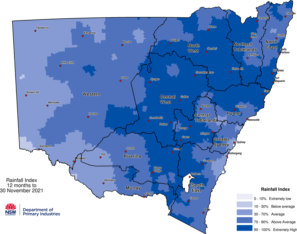 Figure 8. Rainfall Index (RI) to 30 November 2021 Figure 8. Rainfall Index (RI) to 30 November 2021