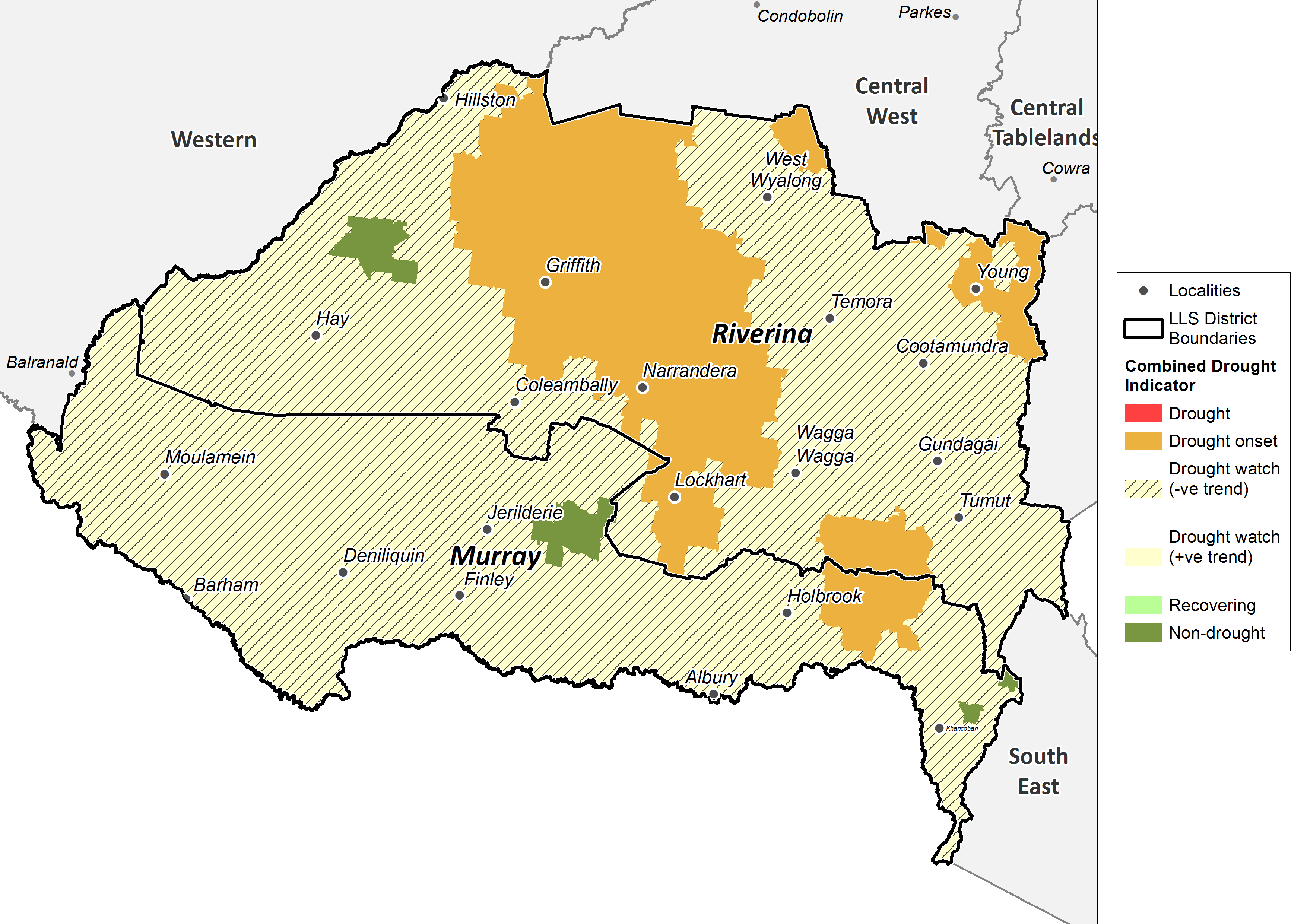 Figure 11. Combined Drought Indicator for the Murray and Riverina region For an accessible explanation of this map contact the author anthony.clark@dpi.nsw.gov.au