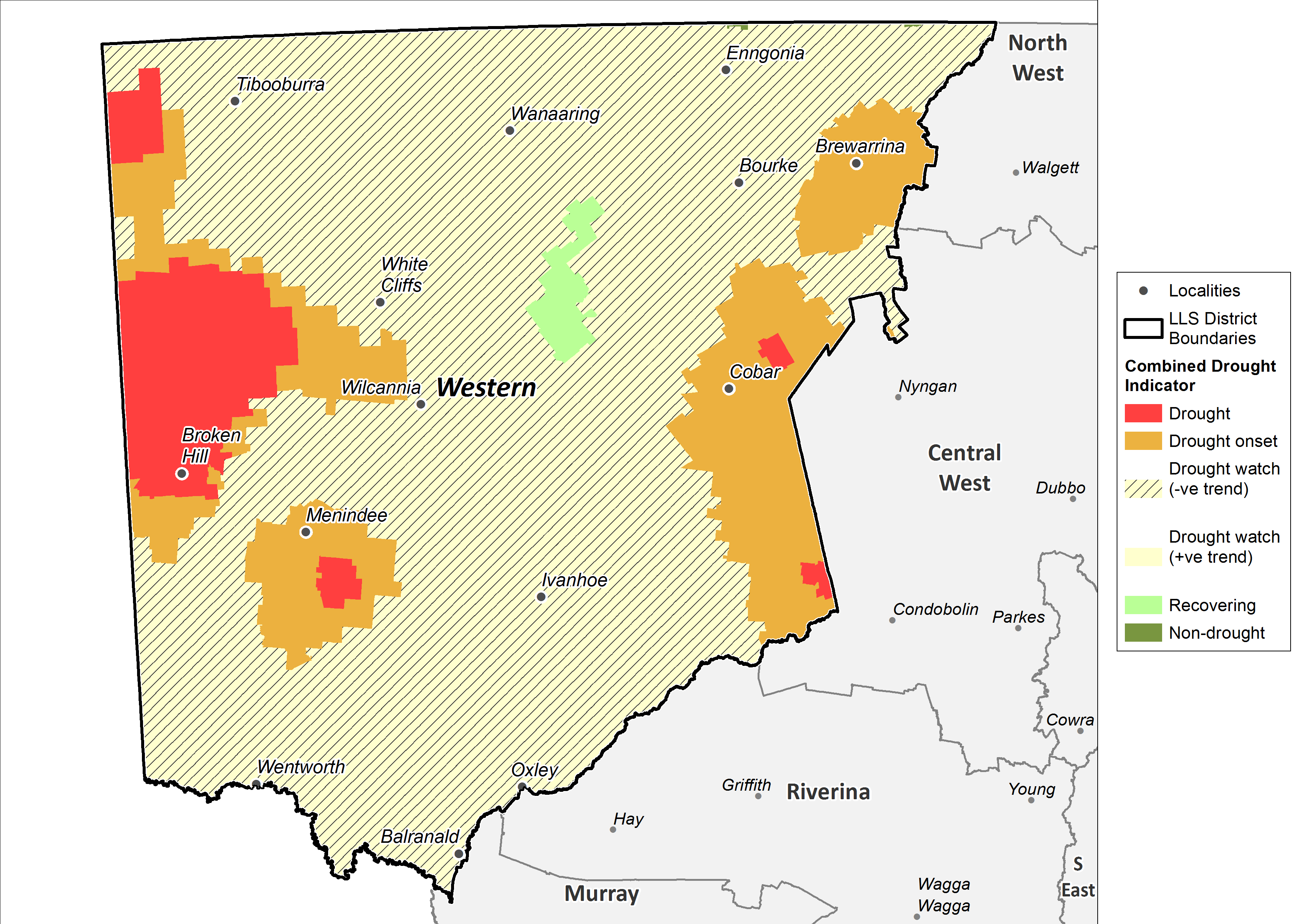 Figure 13. Combined Drought Indicator for the Western region For an accessible explanation of this map contact the author anthony.clark@dpi.nsw.gov.au