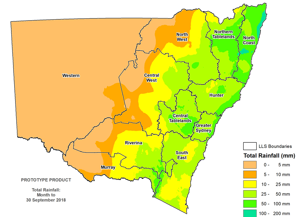 Figure 2. Total rainfall September 2018 For an accessible explanation of this image contact the author kim.braodfoot@dpi.nsw.gov.au