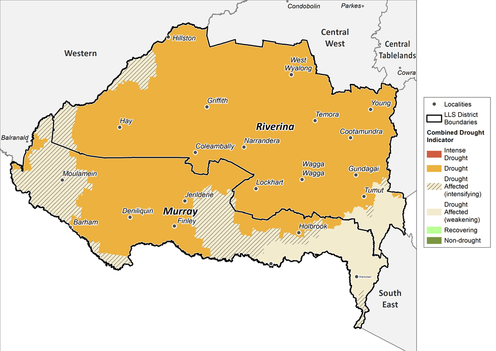 Figure 11. Combined Drought Indicator for the Murray and Riverina region For an accessible explanation of this diagram contact the author kim.broadfoot@dpi.nsw.gov.au