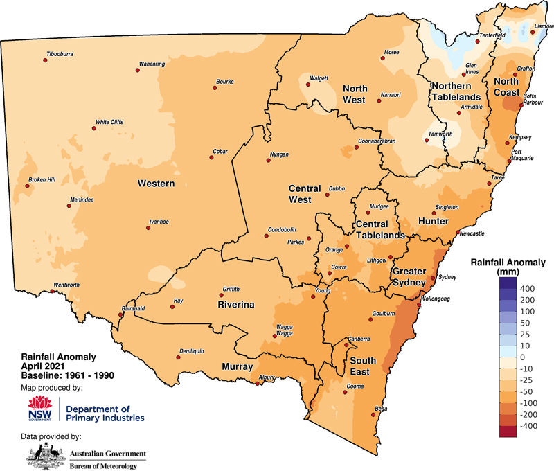 Figure 2a. Rainfall anomaly &ndash; April 2021