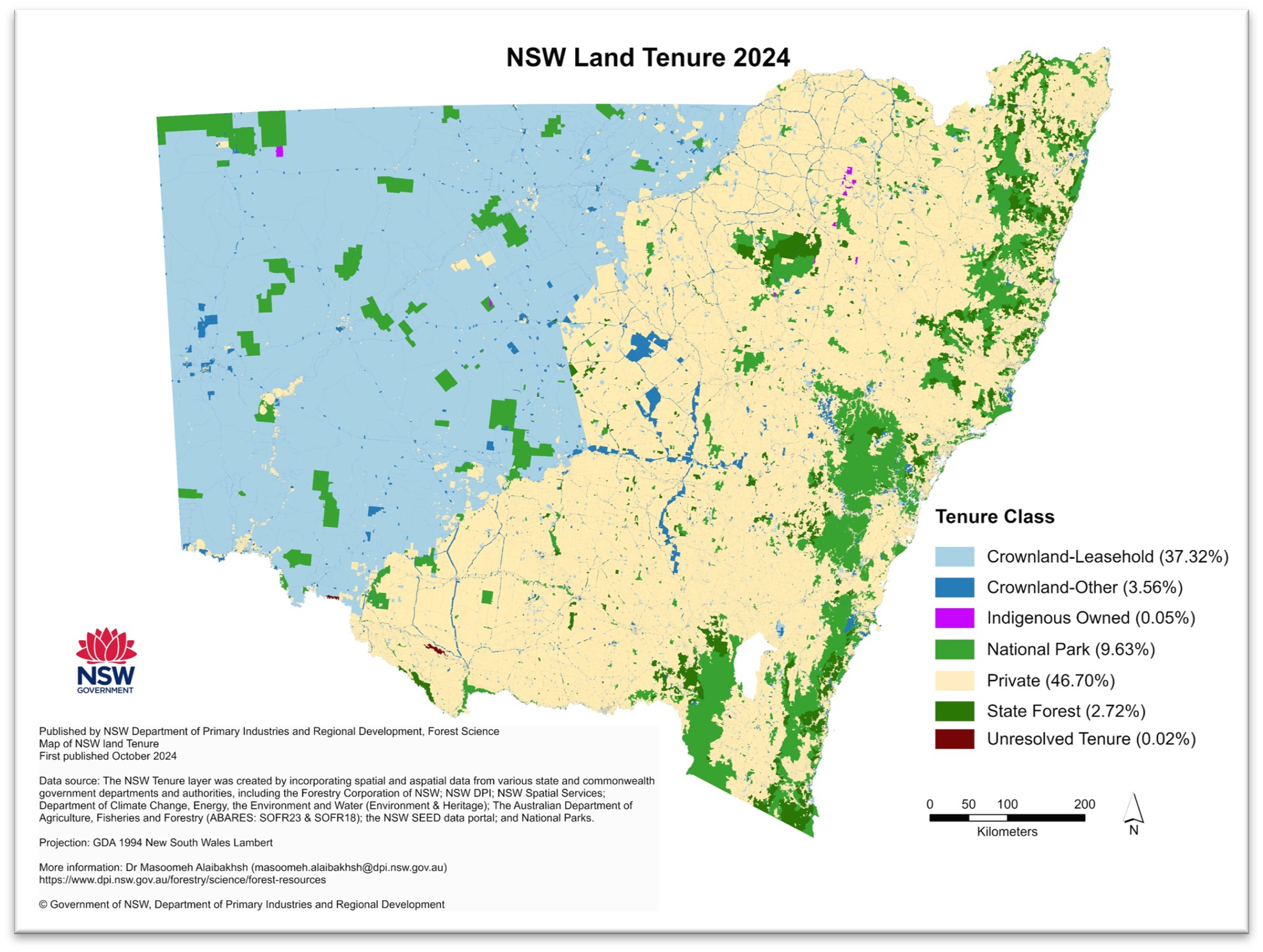 snapshot of the NSW Land Tenure map